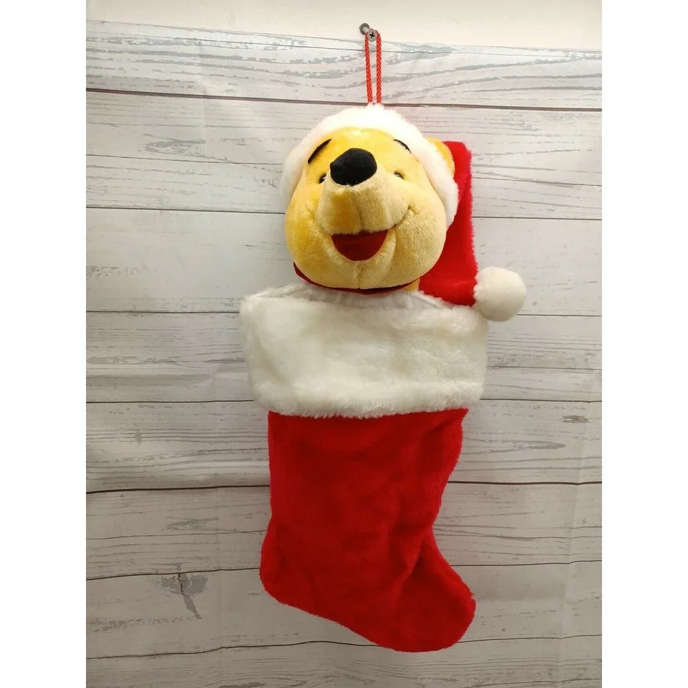 Disney Winnie The Pooh Plush Stocking Christmas Holiday Winnie The Pooh Velour